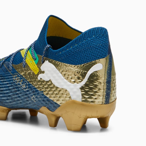 Chaussures de soccer à crampons pour terrain dur/terrain artificiel PUMA x NEYMAR JR FUTURE 7 ULTIMATE "BNA" Homme, Sailing Blue-Marine Blue-Pelé Yellow-Grassy Green-Gold, extralarge